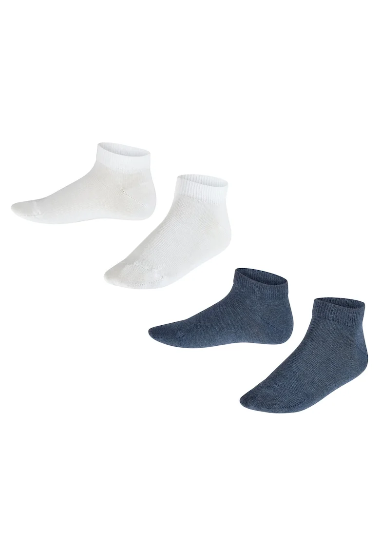 Set de sosete scurte cu model uni - 2 perechi, Alb/Albastru
