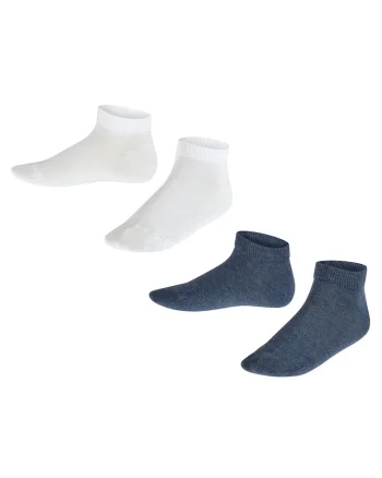 Set de sosete scurte cu model uni - 2 perechi, Alb/Albastru