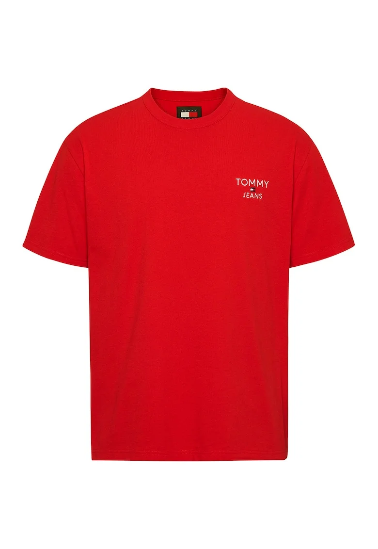 Tricou cu logo brodat pe piept, Rosu