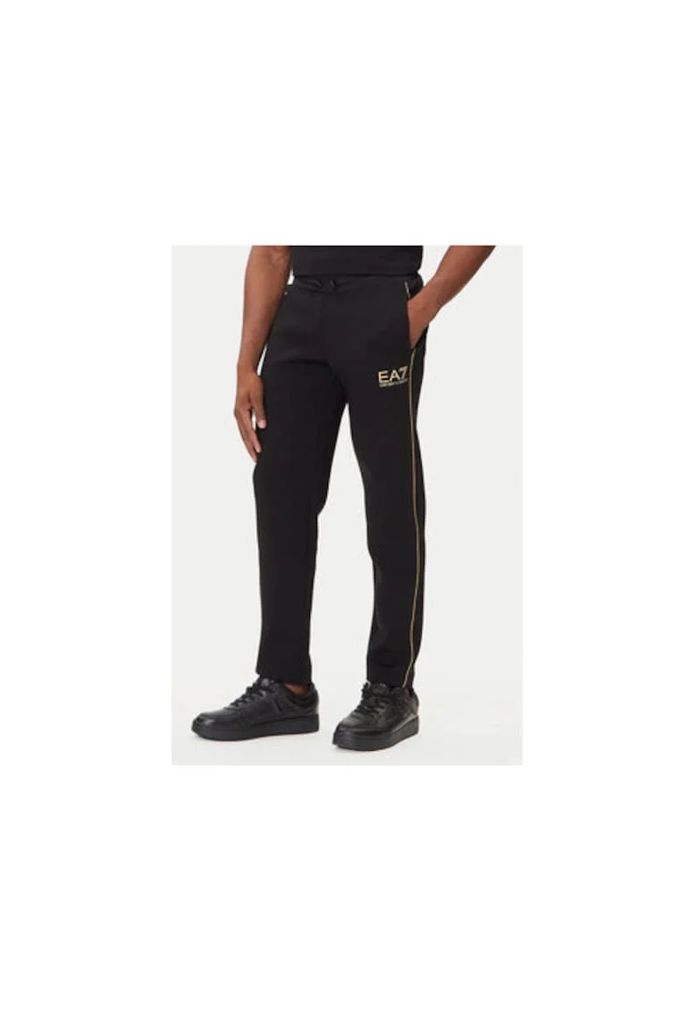 Pantaloni sport barbati, Emporio Armani  negru, poliester/viscoza/elastan,