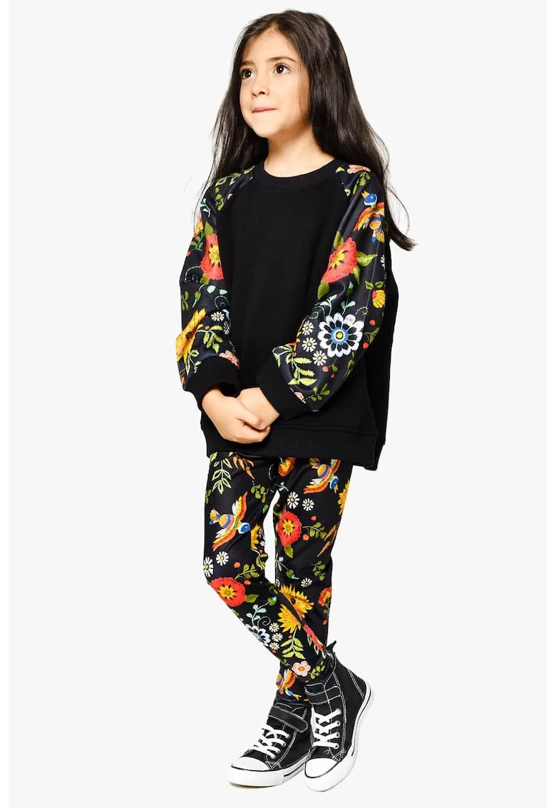Colanti cu imprimeu floral, Negru/Portocaliu mandarina/Roz
