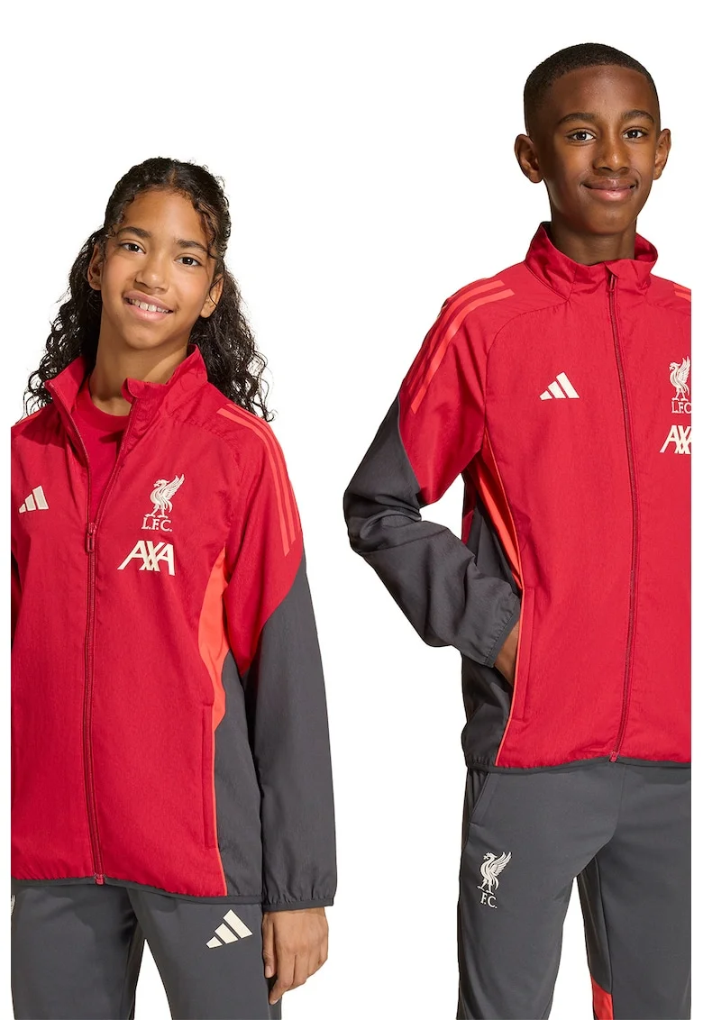 Jacheta cu fermoar pentru fotbal Liverpool, Alb/Rosu vermillion/Gri inchis