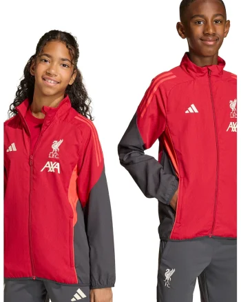 Jacheta cu fermoar pentru fotbal Liverpool, Alb/Rosu vermillion/Gri inchis