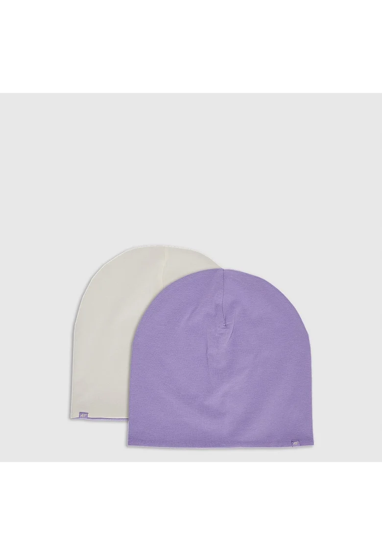 Set 2 Caciuli pentru copii,  bumbac/elastan, bej/violet