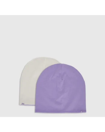 Set 2 Caciuli pentru copii,  bumbac/elastan, bej/violet