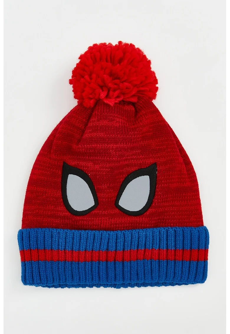 Caciula cu ciucuri si imprimeu Spider-Man, Rosu/Alb/Albastru
