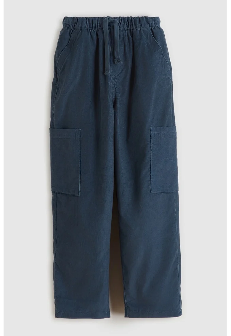 Pantaloni cu croiala ampla si talie elastica, Bleumarin
