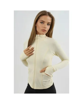 Bluza sport dama,  tricotata, mulata, galben lamaie
