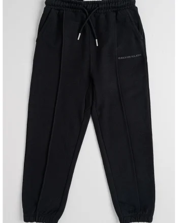 Pantaloni relaxed fit de trening cu cusaturi frontale, Negru