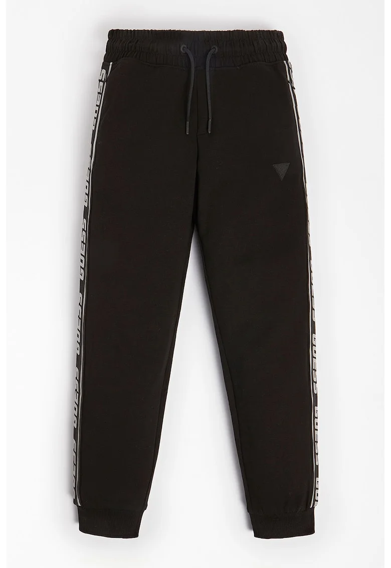 Pantaloni de trening cu benzi logo laterale, Negru