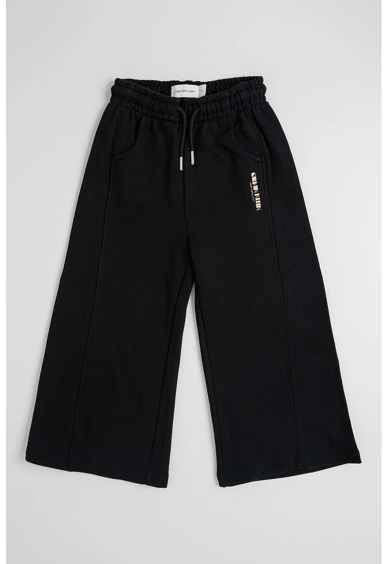 Pantaloni de trening cu logo si talie medie, Negru