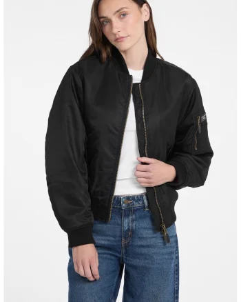 Jacheta bomber cu fermoar, Negru