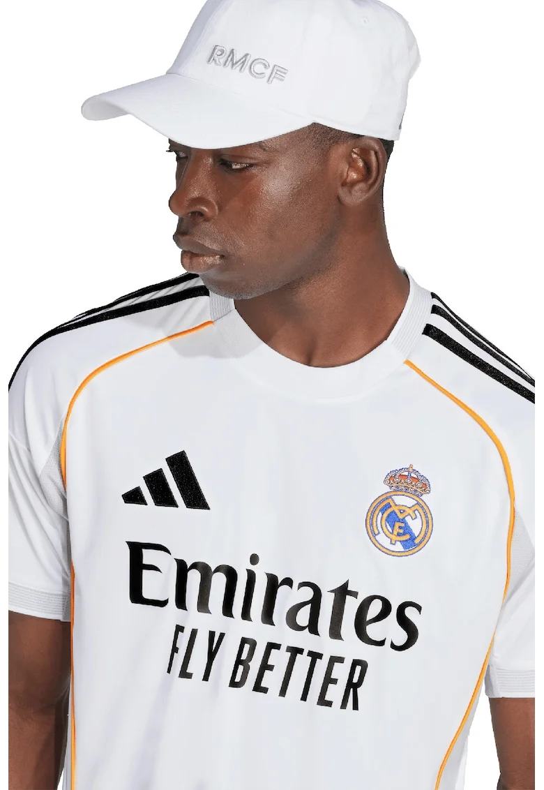 Tricou slim fit pentru fotbal Real Madrid, Alb/Negru