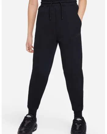 Pantaloni de trening din material fleece cu talie inalta Tech, Negru