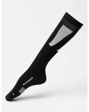 Sosete mid-calf din amestec de lana merinos cu model unisex, pentru schi Freeski, Negru/Alb murdar