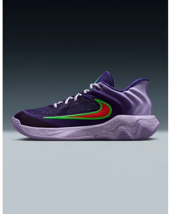 Pantofi Giannis Immortality 4 cu logo contrastant, pentru baschet, Rosu/Violet/Verde electric