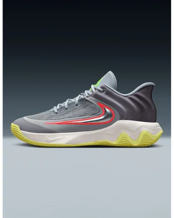 Pantofi Giannis Immortality 4 cu logo contrastant, pentru baschet, Galben sofran/Portocaliu mandarina/Gri inchis