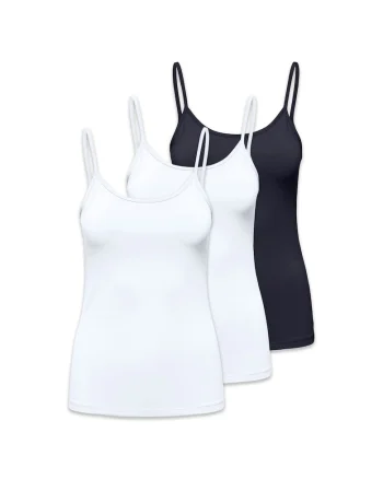 Set de topuri cu model uni - 3 piese, Alb/Albastru