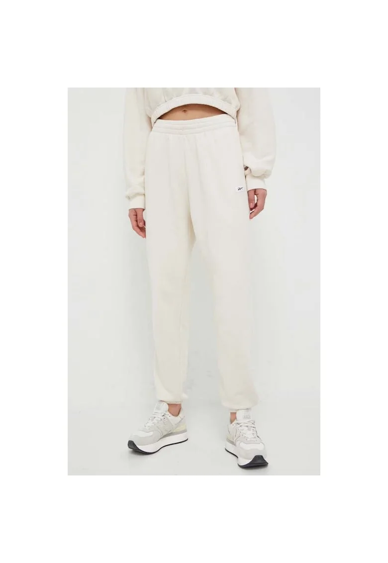 Pantaloni sport dama  CL RBK ND PANT HS0373, crem, bumbac, talie elastica, buzunare laterale