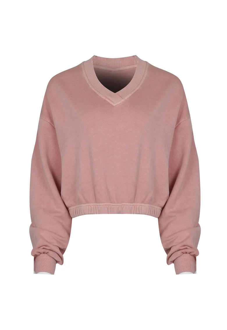 Bluza sport dama,  CL RBK ND FT CREW, roz pudrat, 100% bumbac