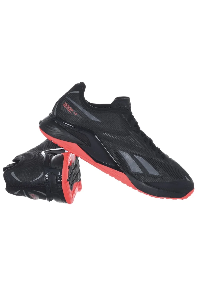 Pantofi sport dama ID6749,  Negru/Coral, Textil,