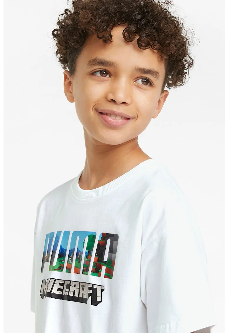 Tricou relaxed fit cu imprimeu Minecraft, Alb/Argintiu