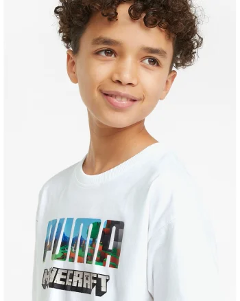 Tricou relaxed fit cu imprimeu Minecraft, Alb/Argintiu
