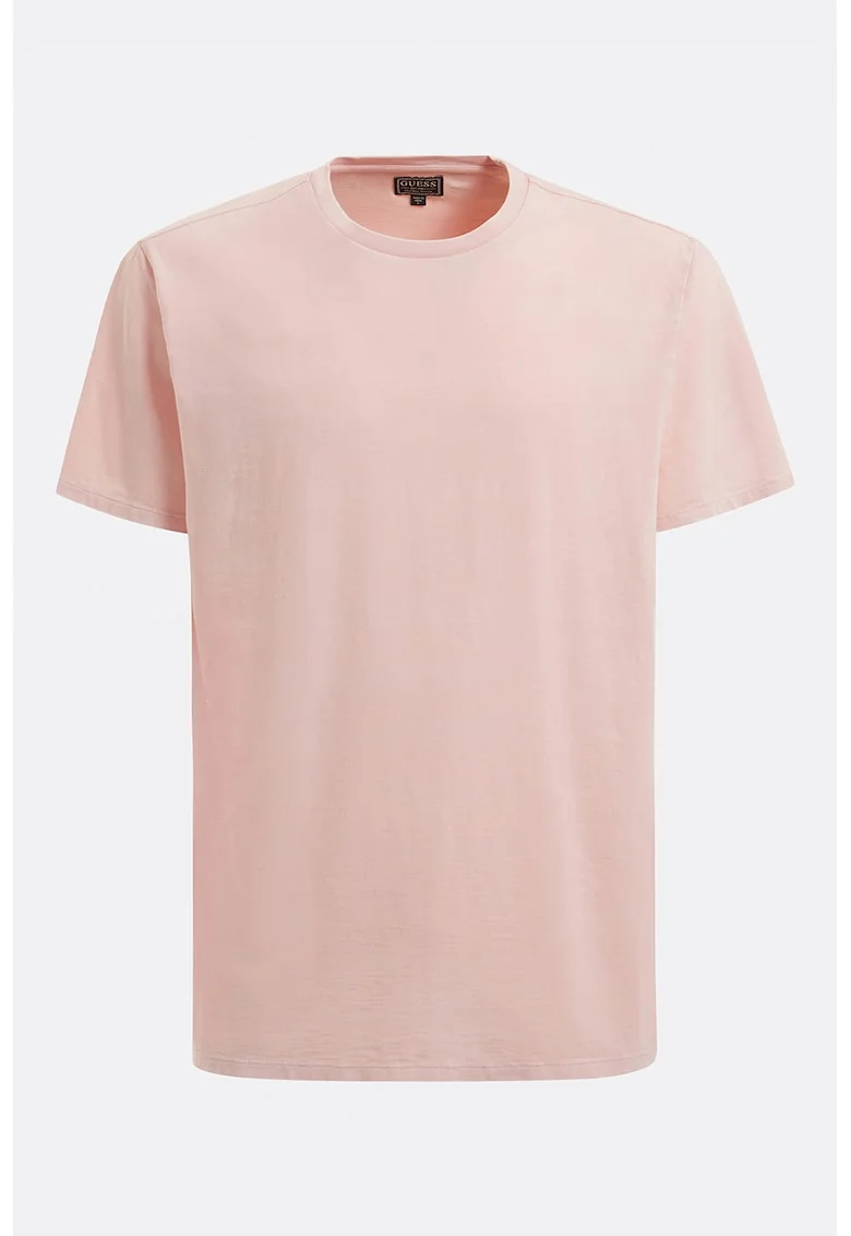 Tricou din amestec de bumbac cu decolteu la baza gatului, Roz pal