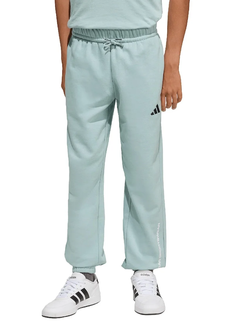 Pantaloni de trening cu logo si snur, Verde menta