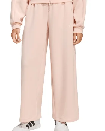 Pantaloni de trening cu croiala ampla si talie medie, Roz prafuit