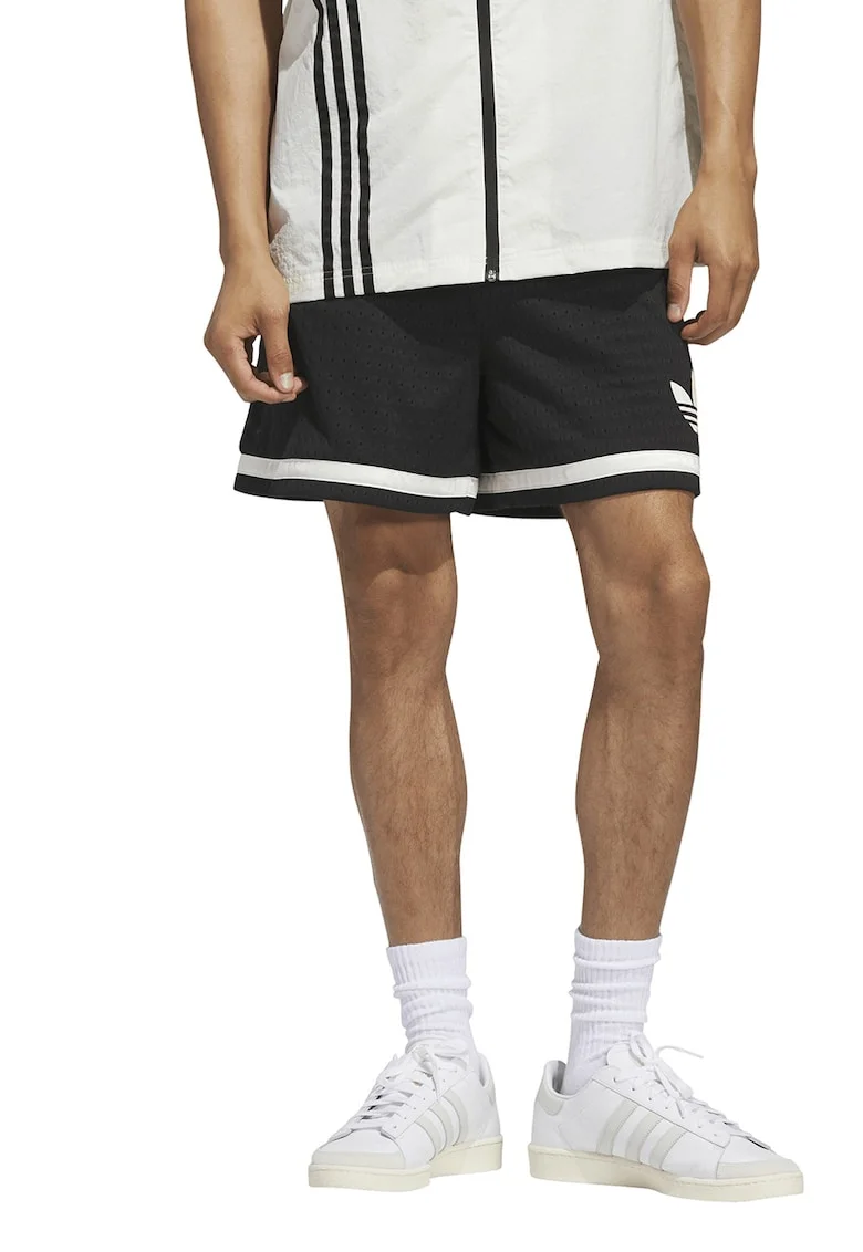 Pantaloni scurti unisex cu snur pentru baschet, Alb fildes/Negru