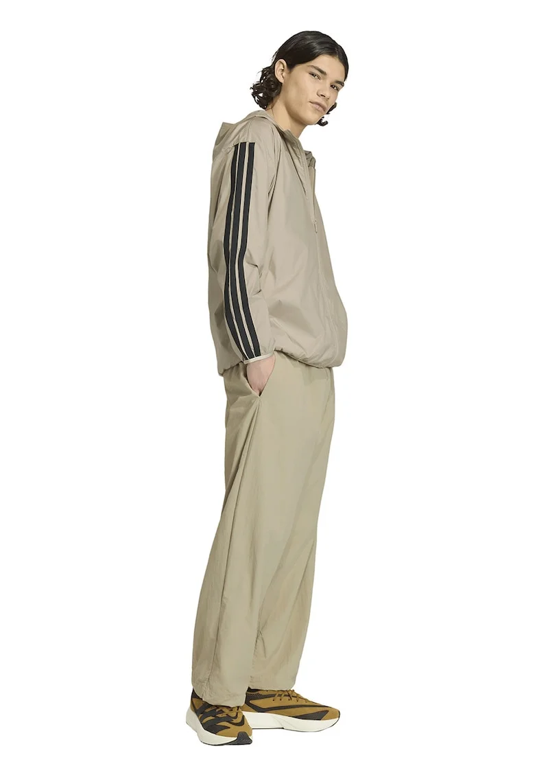 Jacheta relaxed fit cu benzi logo, Negru/Bej