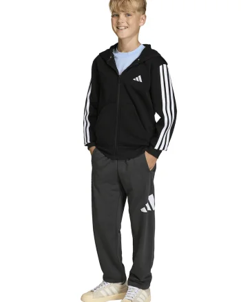 Pantaloni de trening cu logo si snur in talie Essentials, Alb/Gri inchis