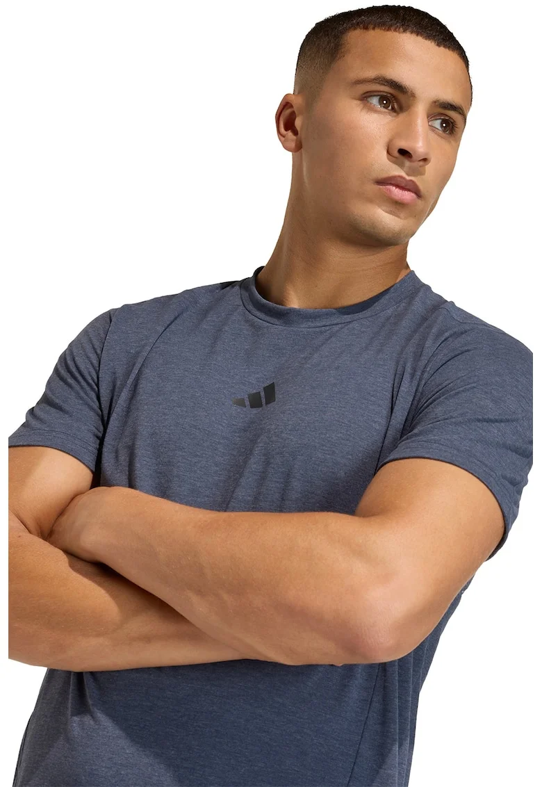 Tricou slim fit pentru fitness D4T, Bleumarin