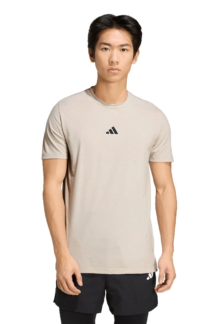 Tricou slim fit pentru fitness D4T, Maro nisip