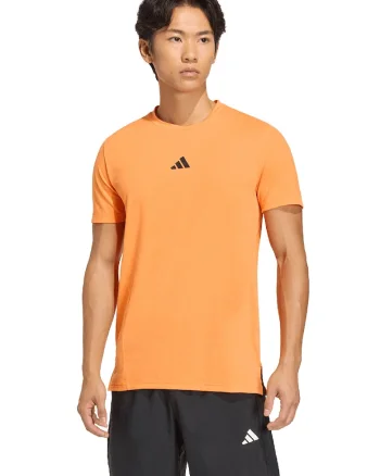 Tricou slim fit pentru fitness D4T, Negru stins/Portocaliu pal