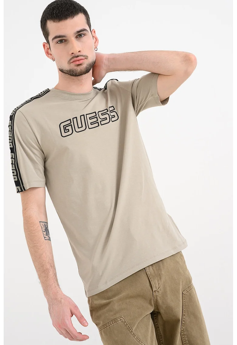Tricou cu decolteu rotund pentru fitness, Grej