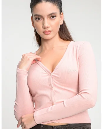 Bluza slim fit striata, Roz somon