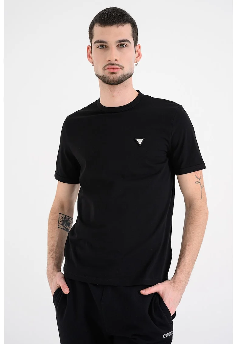 Tricou cu decolteu la baza gatului pentru antrenament, Negru