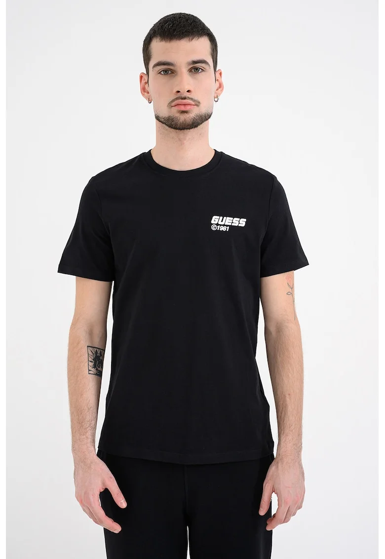 Tricou de bumbac pentru antrenament, Alb/Negru