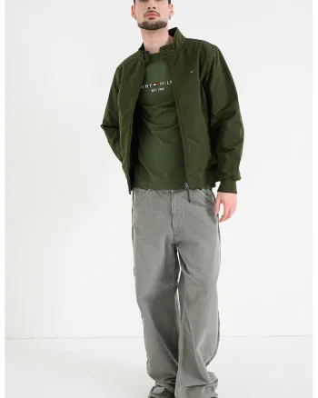Jacheta cu guler fixat cu nasturi si model harrington, Kaki inchis