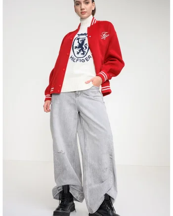 Jacheta regular-fit cu logo, Rosu