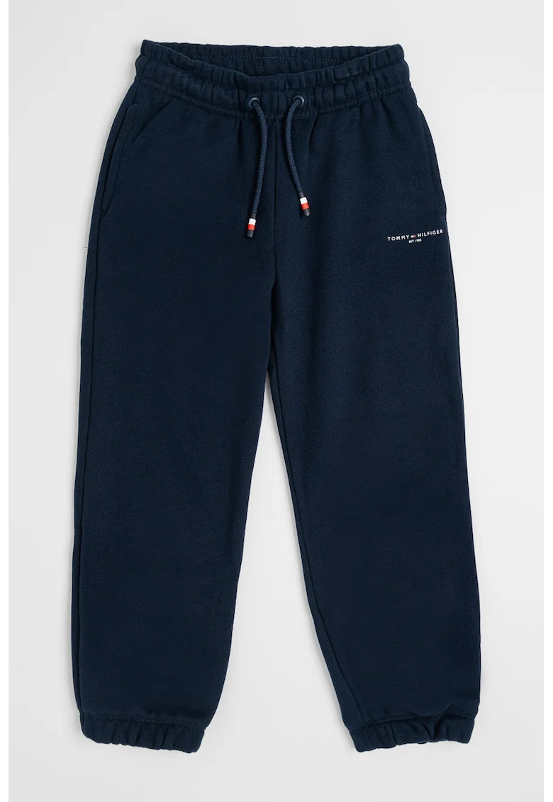 Pantaloni de trening din amestec de bumbac cu croiala relaxed-fit si logo discret, Bleumarin