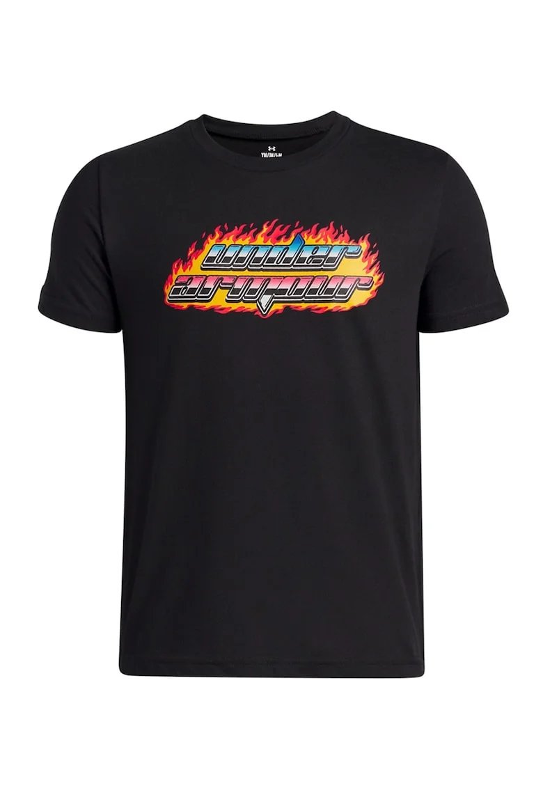 Tricou cu imprimeu grafic pentru antrenament, Negru/Portocaliu