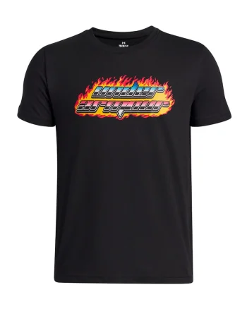 Tricou cu imprimeu grafic pentru antrenament, Negru/Portocaliu