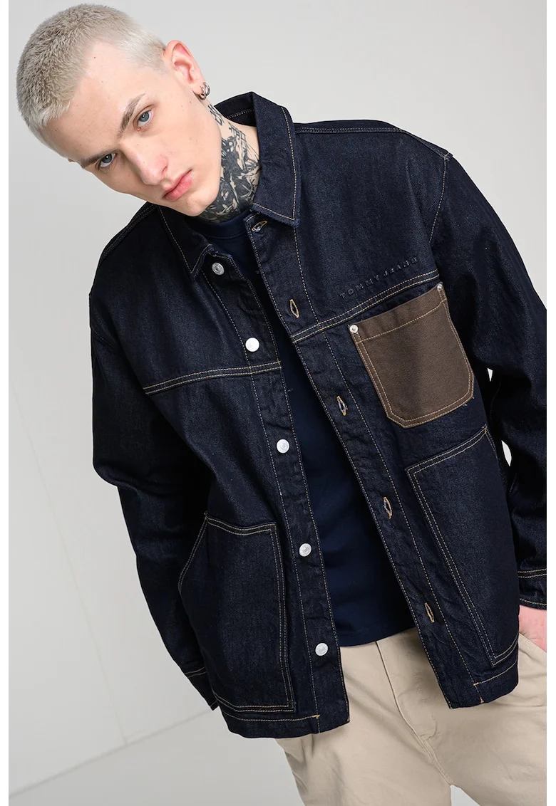 Jacheta relaxed fit de denim, Albastru ultramarin
