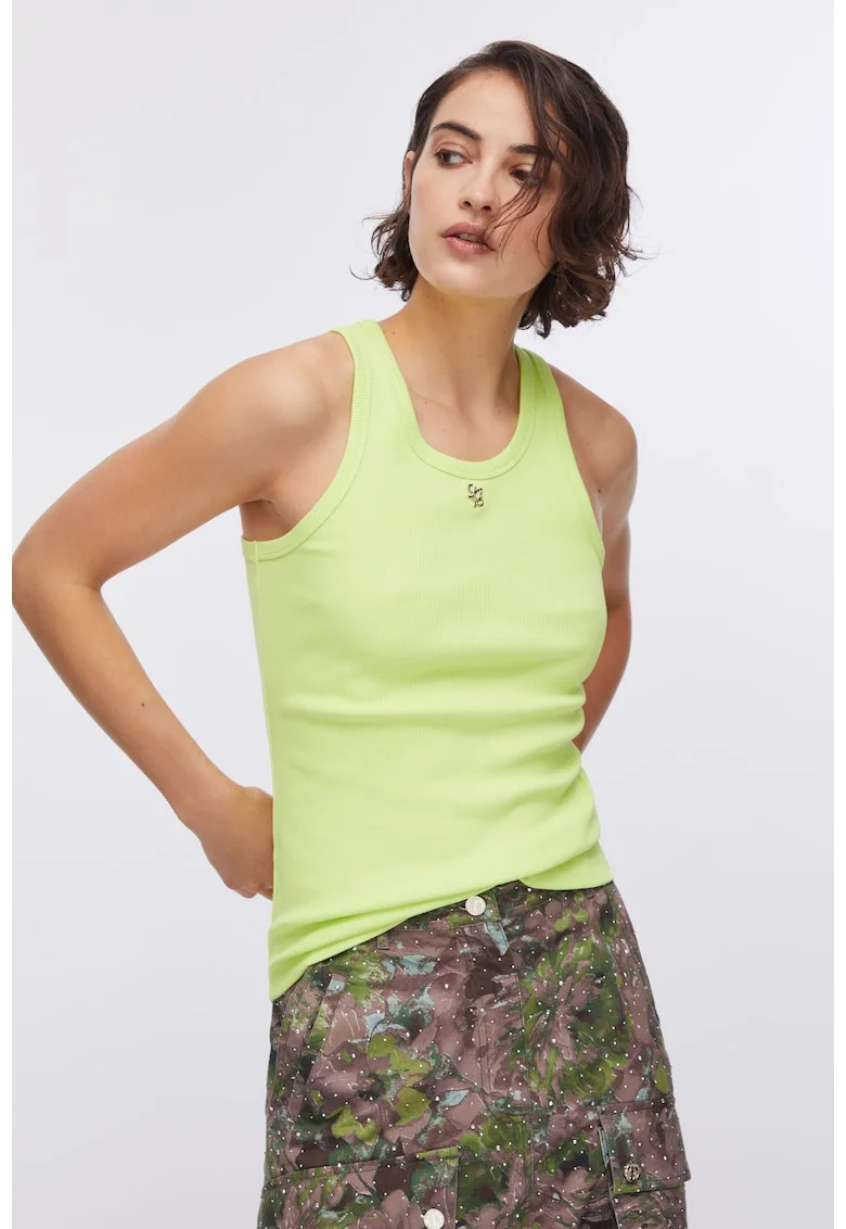 Top slim fit striat, Verde lime