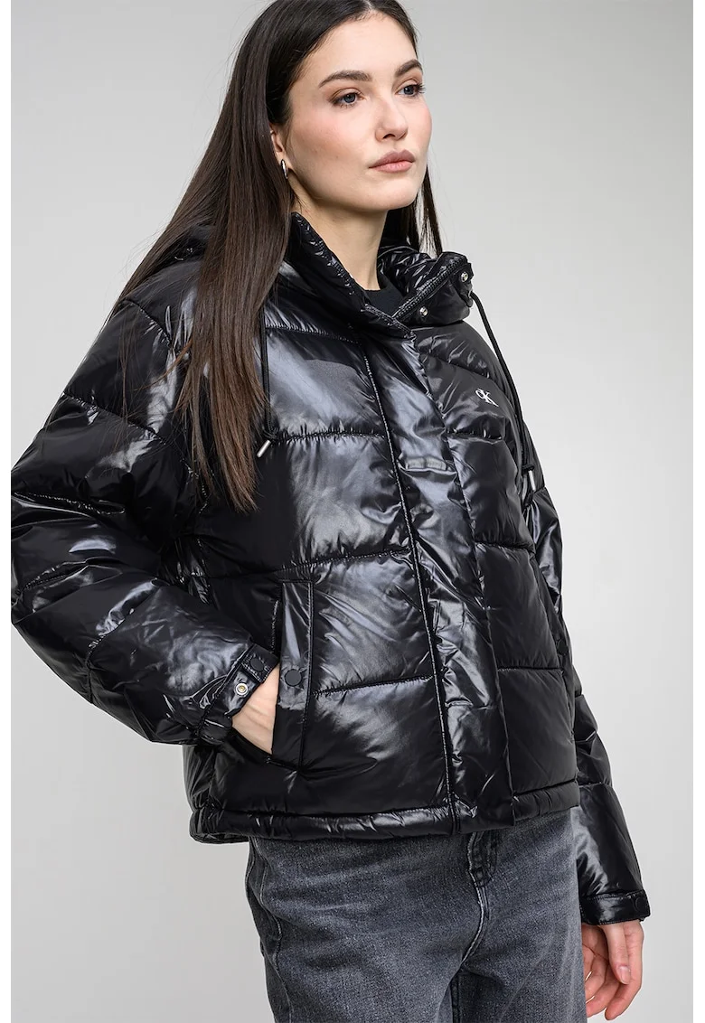 Geaca relaxed fit cu mansete elastice, Negru
