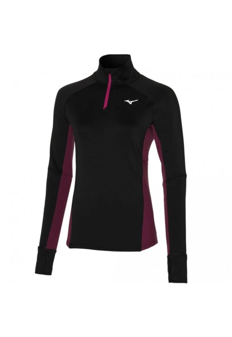 Bluza alergare dama  Warmalite Half Zip, Negru/Roz