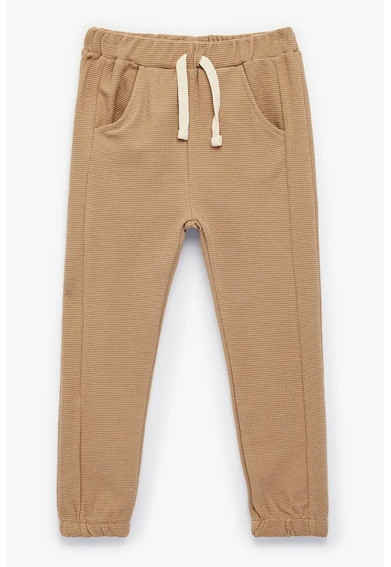 Pantaloni de trening din bumbac cu model texturat, Maro deschis